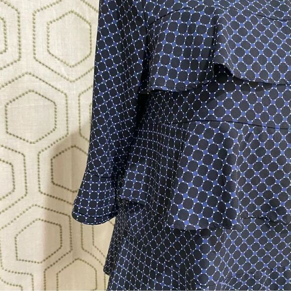 Ann Taylor Blue Layered Ruffle Tiered Peplum Blouse Women’s Size SP - Picture 5 of 7